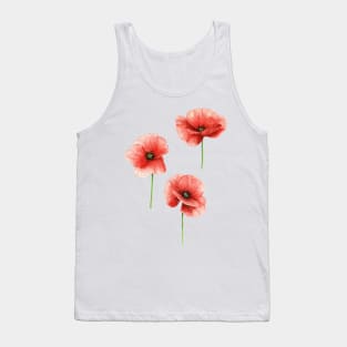 Red Poppies Pattern Tank Top